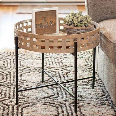 Round Woven Basket Table - The Fox Decor